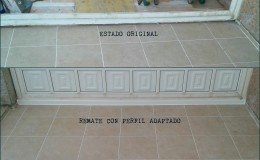 10 Detalle de encuentros con carpintería de terraza: el nuevo suelo tiene menos altura.